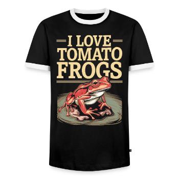 Tomato Frog Lover Animal Amphibian Froggy Toad - Men's Ringer Shirt - black/white - Front - AI Model Female 172 light (172cm) & AI Model Male 178 light (178cm)