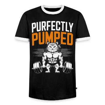 Bodybuilding Cat Fitness Workout Gym Instructor - Men's Ringer Shirt - black/white - Front - AI Model Female 172 light (172cm) & AI Model Male 178 light (178cm)