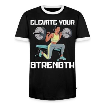 Bulgarian Squat Exercise Fitness Workout Gym - Men's Ringer Shirt - black/white - Front - AI Model Female 172 light (172cm) & AI Model Male 178 light (178cm)