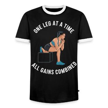 Bulgare Squat Exercice Fitness Entraînement Gym - T-shirt contrasté Homme - noir/blanc - Devant - AI Model Female 172 light (172cm) & AI Model Male 178 light (178cm)