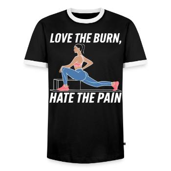 Bulgarian Squat Exercise Fitness Workout Gym - Men's Ringer Shirt - black/white - Front - AI Model Female 172 light (172cm) & AI Model Male 178 light (178cm)