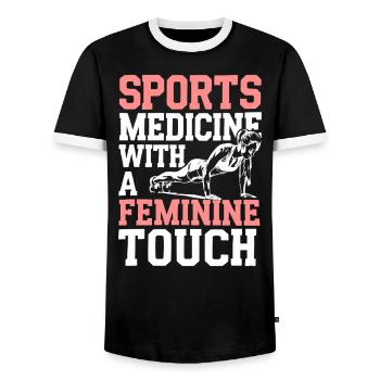 Entraîneur sportif certifié Fille Athlète Entraînement - T-shirt contrasté Homme - noir/blanc - Devant - AI Model Female 172 light (172cm) & AI Model Male 178 light (178cm)