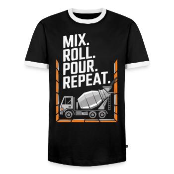 Concrete Mixer Truck Driver Truck Driving - Men's Ringer Shirt - black/white - Front - AI Model Female 172 light (172cm) & AI Model Male 178 light (178cm)