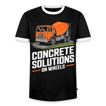 Concrete Mixer Truck Driver Truck Driving - Men's Ringer Shirt - black/white - Front - AI Model Female 172 light (172cm) & AI Model Male 178 light (178cm)