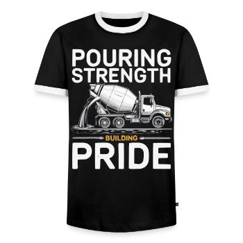 Concrete Mixer Truck Driver Truck Driving - Men's Ringer Shirt - black/white - Front - AI Model Female 172 light (172cm) & AI Model Male 178 light (178cm)