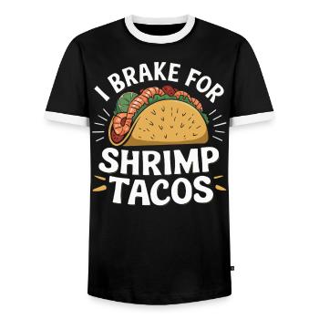Shrimp Tacos Mexican Food Mexico Cuisine Foodie - Men's Ringer Shirt - black/white - Front - AI Model Female 172 light (172cm) & AI Model Male 178 light (178cm)