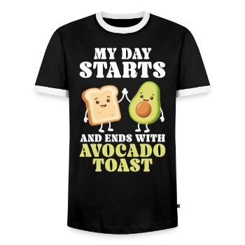Toast à l’avocat Amateur de nourriture végétarienne Guacamole - T-shirt contrasté Homme - noir/blanc - Devant - AI Model Female 172 light (172cm) & AI Model Male 178 light (178cm)