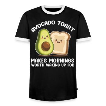 Avocado Toast Liebhaber Vegetarisches Essen Guacamole - Männer Kontrast-T-Shirt - Schwarz/Weiß - Vorne - AI Model Female 172 light (172cm) & AI Model Male 178 light (178cm)