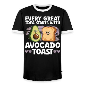 Avocado Toast Liebhaber Vegetarisches Essen Guacamole - Männer Kontrast-T-Shirt - Schwarz/Weiß - Vorne - AI Model Female 172 light (172cm) & AI Model Male 178 light (178cm)