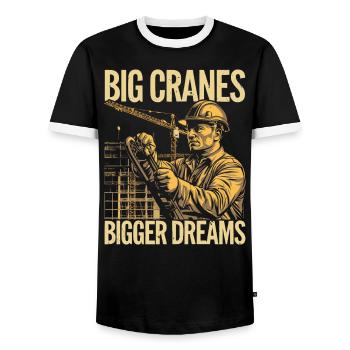 Crane Operator Job Profession Construction Worker - Men's Ringer Shirt - black/white - Front - AI Model Female 172 light (172cm) & AI Model Male 178 light (178cm)