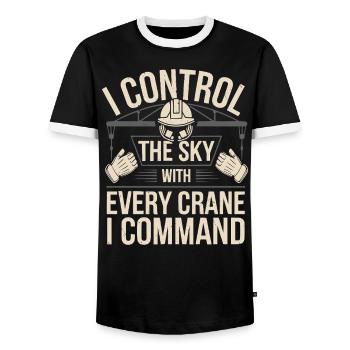 Crane Operator Job Profession Construction Worker - Men's Ringer Shirt - black/white - Front - AI Model Female 172 light (172cm) & AI Model Male 178 light (178cm)