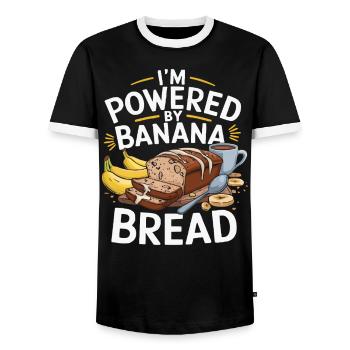 Banana Bread Eater Food Lover Breakfast Foodie - Men's Ringer Shirt - black/white - Front - AI Model Female 172 light (172cm) & AI Model Male 178 light (178cm)