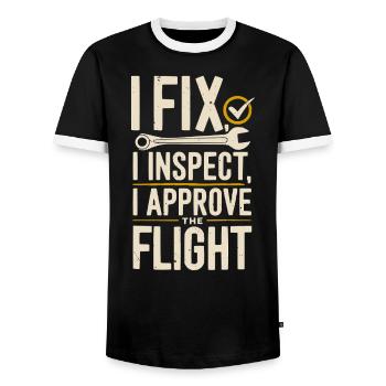 Aircraft Technician Avionics Maintenance Airport - Men's Ringer Shirt - black/white - Front - AI Model Female 172 light (172cm) & AI Model Male 178 light (178cm)