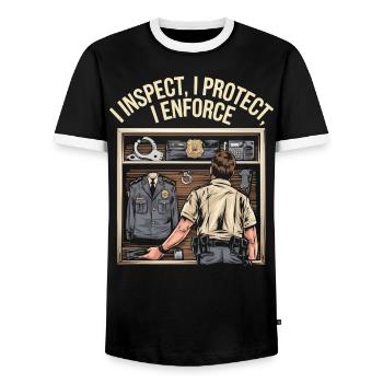 Emplois d’agent des douanes et de la protection des frontières dans les aéroports - T-shirt contrasté Homme - noir/blanc - Devant - AI Model Female 172 light (172cm) & AI Model Male 178 light (178cm)
