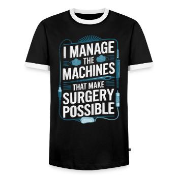 Anesthesia Technician Anesthesiologist Job - Men's Ringer Shirt - black/white - Front - AI Model Female 172 light (172cm) & AI Model Male 178 light (178cm)