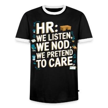 Gestionnaire des ressources humaines Ressources humaines Employé Milieu de travail Drame - T-shirt contrasté Homme - noir/blanc - Devant - AI Model Female 172 light (172cm) & AI Model Male 178 light (178cm)