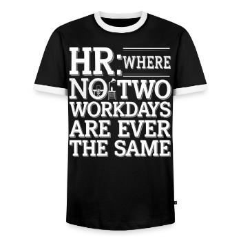 Gestionnaire des ressources humaines Ressources humaines Employé Milieu de travail Drame - T-shirt contrasté Homme - noir/blanc - Devant - AI Model Female 172 light (172cm) & AI Model Male 178 light (178cm)