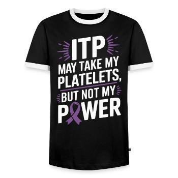 ITP Awareness Immune Thrombocytopenia Platelets - Men's Ringer Shirt - black/white - Front - AI Model Female 172 light (172cm) & AI Model Male 178 light (178cm)