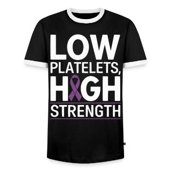 ITP Awareness Immune Thrombocytopenia Platelets - Men's Ringer Shirt - black/white - Front - AI Model Female 172 light (172cm) & AI Model Male 178 light (178cm)