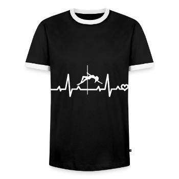 Dancing Heartbeat Pole Dance ECG - Men's Ringer Shirt - black/white - Front - AI Model Female 172 light (172cm) & AI Model Male 178 light (178cm)