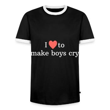 I love to make boys cry - Männer Kontrast-T-Shirt - Schwarz/Weiß - Vorne - AI Model Female 172 light (172cm) & AI Model Male 178 light (178cm)