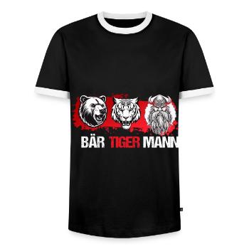 Bartliebhaber Vatertag Vater Bier Bär Tiger Mann - Männer Kontrast-T-Shirt - Schwarz/Weiß - Vorne - AI Model Female 172 light (172cm) & AI Model Male 178 light (178cm)