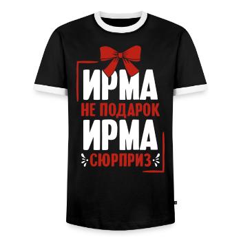 Irma Spruch auf Russisch Russland Outfit für - Männer Kontrast-T-Shirt - Schwarz/Weiß - Vorne - AI Model Female 172 light (172cm) & AI Model Male 178 light (178cm)