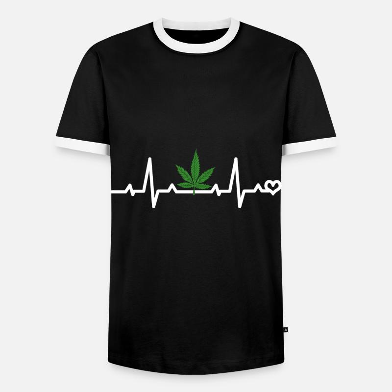 Cannabis Leaf ECG - Men's Ringer Shirt - black/white