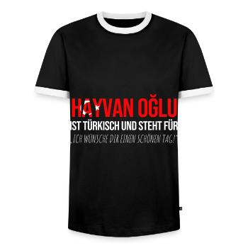 Hayvan Oglu Türke Türkei Türken Dummer Spruch - Männer Kontrast-T-Shirt - Schwarz/Weiß - Vorne - AI Model Female 172 light (172cm) & AI Model Male 178 light (178cm)