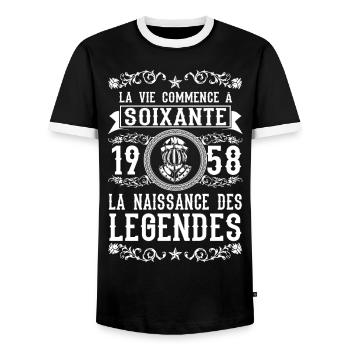 1958 60 60. ans Légendes Anniversaire cadeau - Männer Kontrast-T-Shirt - Schwarz/Weiß - Vorne - AI Model Female 172 light (172cm) & AI Model Male 178 light (178cm)