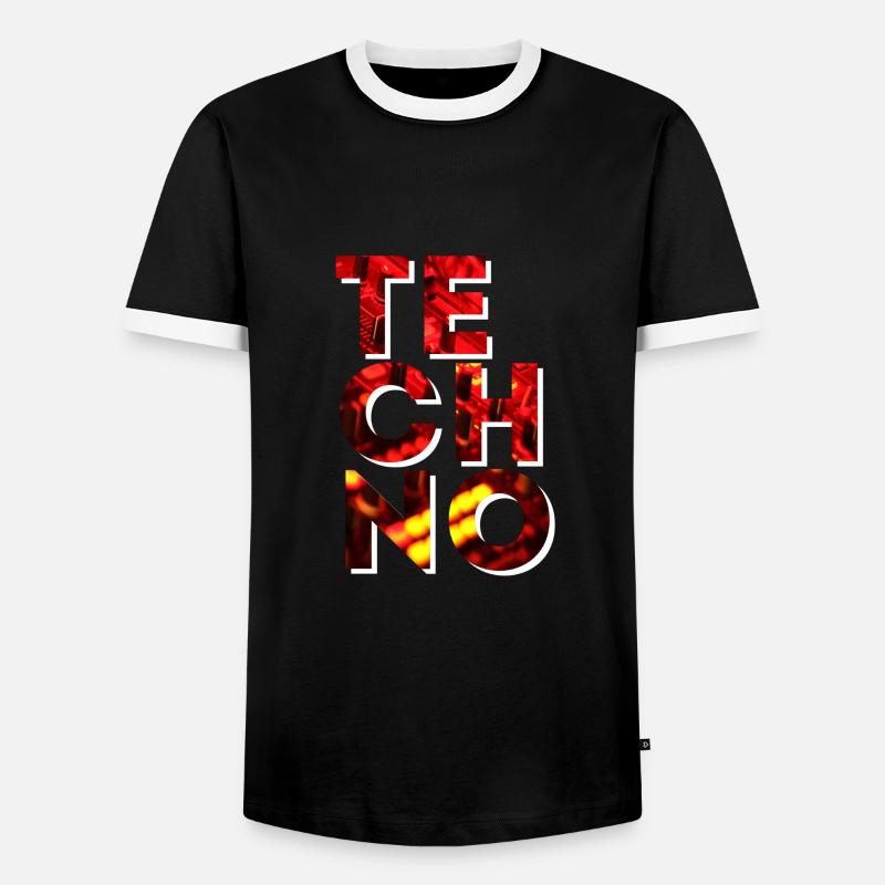 TECHNO - Männer Kontrast-T-Shirt - Schwarz/Weiß