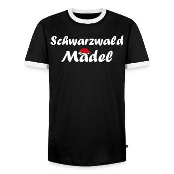 Schwarzwaldmädel Bollenhut Schwarzwald Heimat - Männer Kontrast-T-Shirt - Schwarz/Weiß - Vorne - AI Model Female 172 light (172cm) & AI Model Male 178 light (178cm)