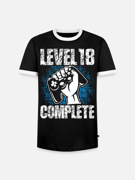 Nivå 18 Komplett födelsedagspresent 18 år - Kontrast-T-shirt herr - svart/vit