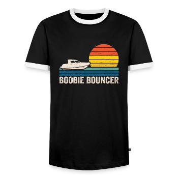 Boobie Bouncer Boot Witzig Retro Vintage - Männer Kontrast-T-Shirt - Schwarz/Weiß - Vorne - AI Model Female 172 light (172cm) & AI Model Male 178 light (178cm)