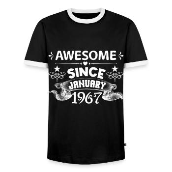 Januar 1967 | Super seit Januar 1967 - Männer Kontrast-T-Shirt - Schwarz/Weiß - Vorne - AI Model Female 172 light (172cm) & AI Model Male 178 light (178cm)