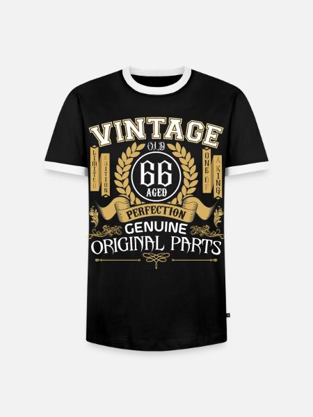 Vintage 66 år – fødselsdagsgave 66 år - Herre kontrast-T-shirt - sort/hvid