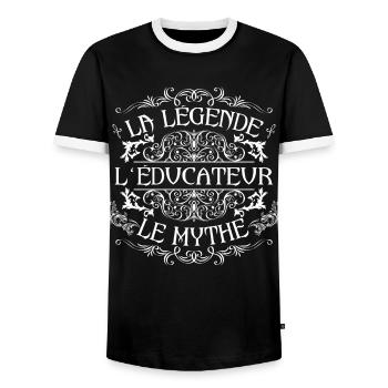 Educateur | meilleur Educateur | la légende le myt - T-shirt contrasté Homme - noir/blanc - Devant - AI Model Female 172 light (172cm) & AI Model Male 178 light (178cm)
