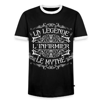 Infirmier | meilleur Infirmier | la légende le myt - T-shirt contrasté Homme - noir/blanc - Devant - AI Model Female 172 light (172cm) & AI Model Male 178 light (178cm)