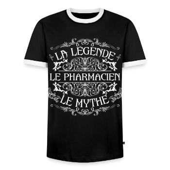 Pharmacien | meilleur Pharmacien | la légende le m - T-shirt contrasté Homme - noir/blanc - Devant - AI Model Female 172 light (172cm) & AI Model Male 178 light (178cm)