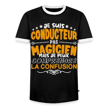 Conducteur | Conducteur pas Magicien | Meilleur Co - T-shirt contrasté Homme - noir/blanc - Devant - AI Model Female 172 light (172cm) & AI Model Male 178 light (178cm)