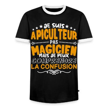 Apiculteur | Apiculteur pas Magicien | Meilleur Ap - T-shirt contrasté Homme - noir/blanc - Devant - AI Model Female 172 light (172cm) & AI Model Male 178 light (178cm)