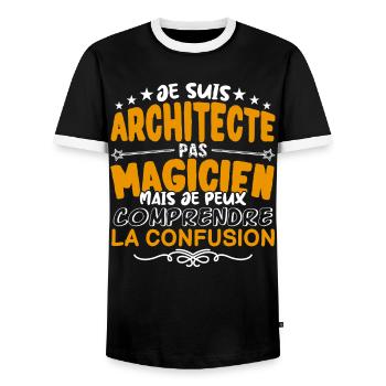 Architecte | Architecte pas Magicien | Meilleur Ar - T-shirt contrasté Homme - noir/blanc - Devant - AI Model Female 172 light (172cm) & AI Model Male 178 light (178cm)