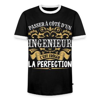 Le Meilleur Ingénieur | Ingénieur à la perfection - T-shirt contrasté Homme - noir/blanc - Devant - AI Model Female 172 light (172cm) & AI Model Male 178 light (178cm)
