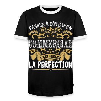 Le Meilleur Commercial | Commercial à la perfectio - T-shirt contrasté Homme - noir/blanc - Devant - AI Model Female 172 light (172cm) & AI Model Male 178 light (178cm)