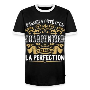 Le Meilleur Charpentier | Charpentier à la perfect - T-shirt contrasté Homme - noir/blanc - Devant - AI Model Female 172 light (172cm) & AI Model Male 178 light (178cm)