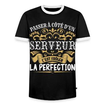 Le Meilleur Serveur | Serveur à la perfection - T-shirt contrasté Homme - noir/blanc - Devant - AI Model Female 172 light (172cm) & AI Model Male 178 light (178cm)