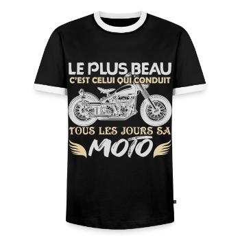 motard | meilleur motard fan de moto - T-shirt contrasté Homme - noir/blanc - Devant - AI Model Female 172 light (172cm) & AI Model Male 178 light (178cm)