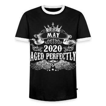 2020 | Mai 2020 Geburtstag Perfekt gealtert - Männer Kontrast-T-Shirt - Schwarz/Weiß - Vorne - AI Model Female 172 light (172cm) & AI Model Male 178 light (178cm)