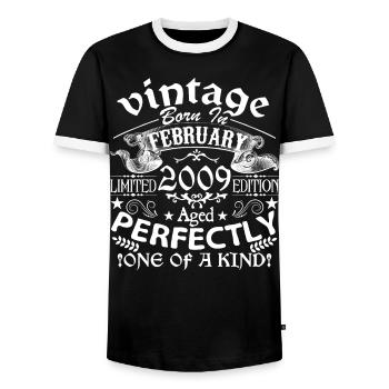 Février 2009 | anniversaire 2009 Vintage Février - T-shirt contrasté Homme - noir/blanc - Devant - AI Model Female 172 light (172cm) & AI Model Male 178 light (178cm)