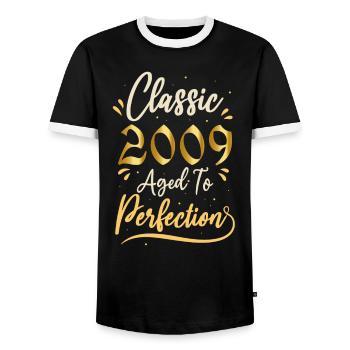 Geburtstag 2009 Geschenk 2009 Classic 2009 - Männer Kontrast-T-Shirt - Schwarz/Weiß - Vorne - AI Model Female 172 light (172cm) & AI Model Male 178 light (178cm)